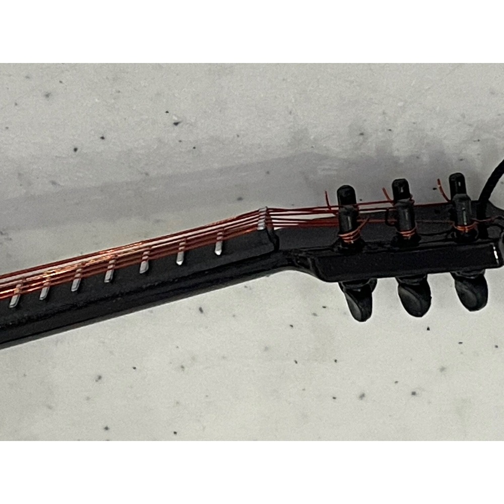 Guitar Ornament Music Instrument Brown String Hole Guitar Cut Away 5.5" - Picture 5 of 7